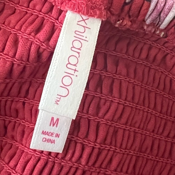 Xhilaration Red Floral Cropped Wide Leg Square Neck Jumpsuit Medium - Picture 9 of 13